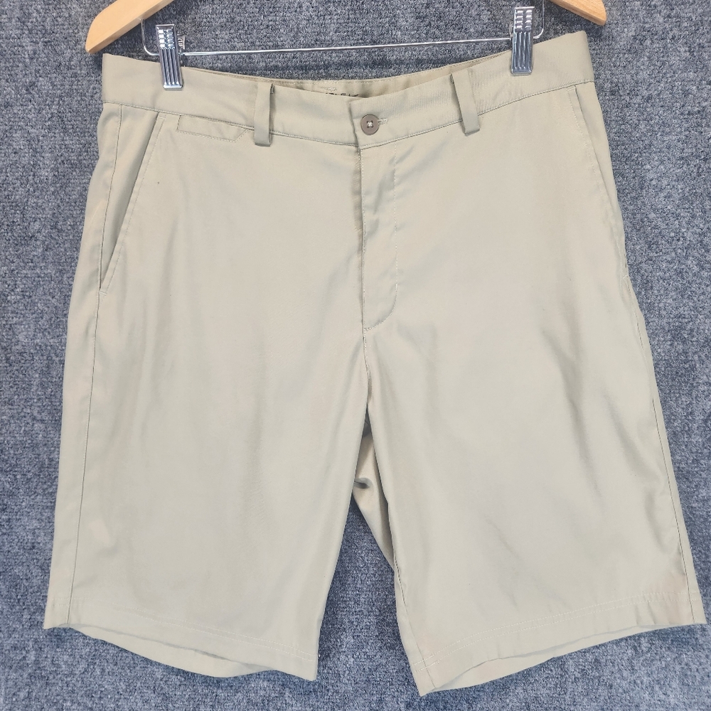 Nike Golf Mens Dri Fit Chino Shorts Standard Fit Stretch Size 32 Beige Casual